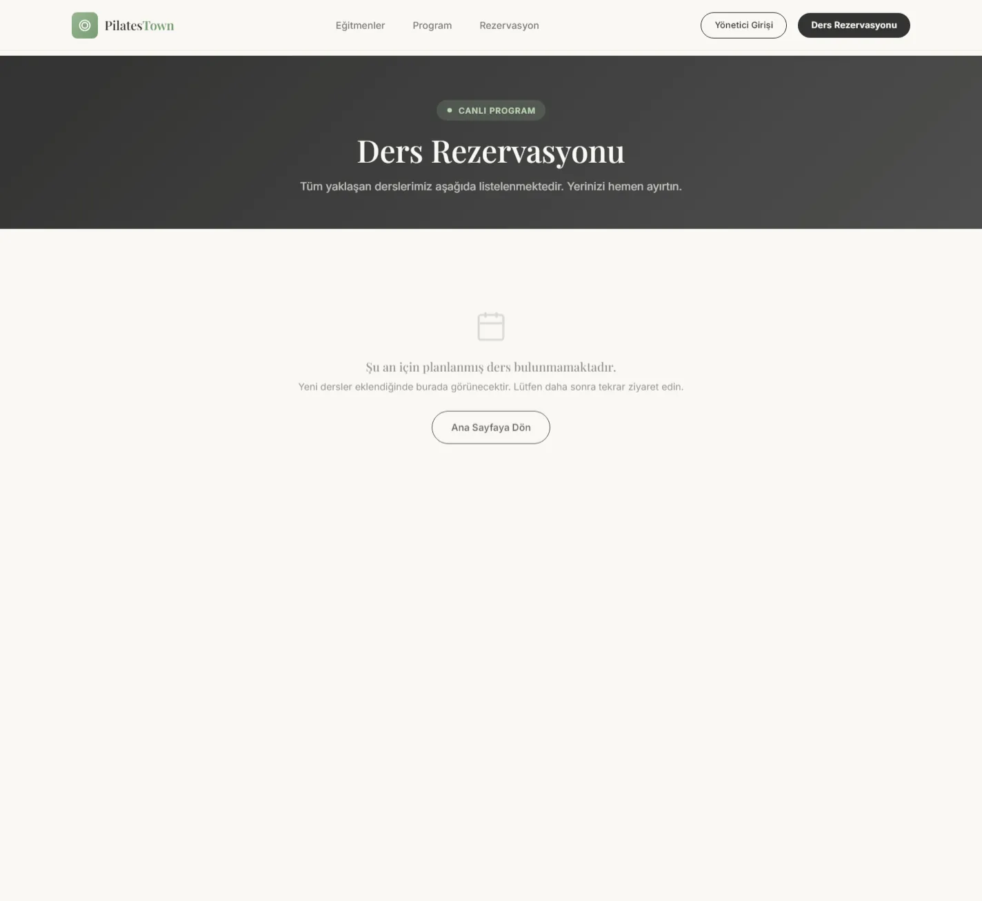 Ders Rezervasyon Ekranı